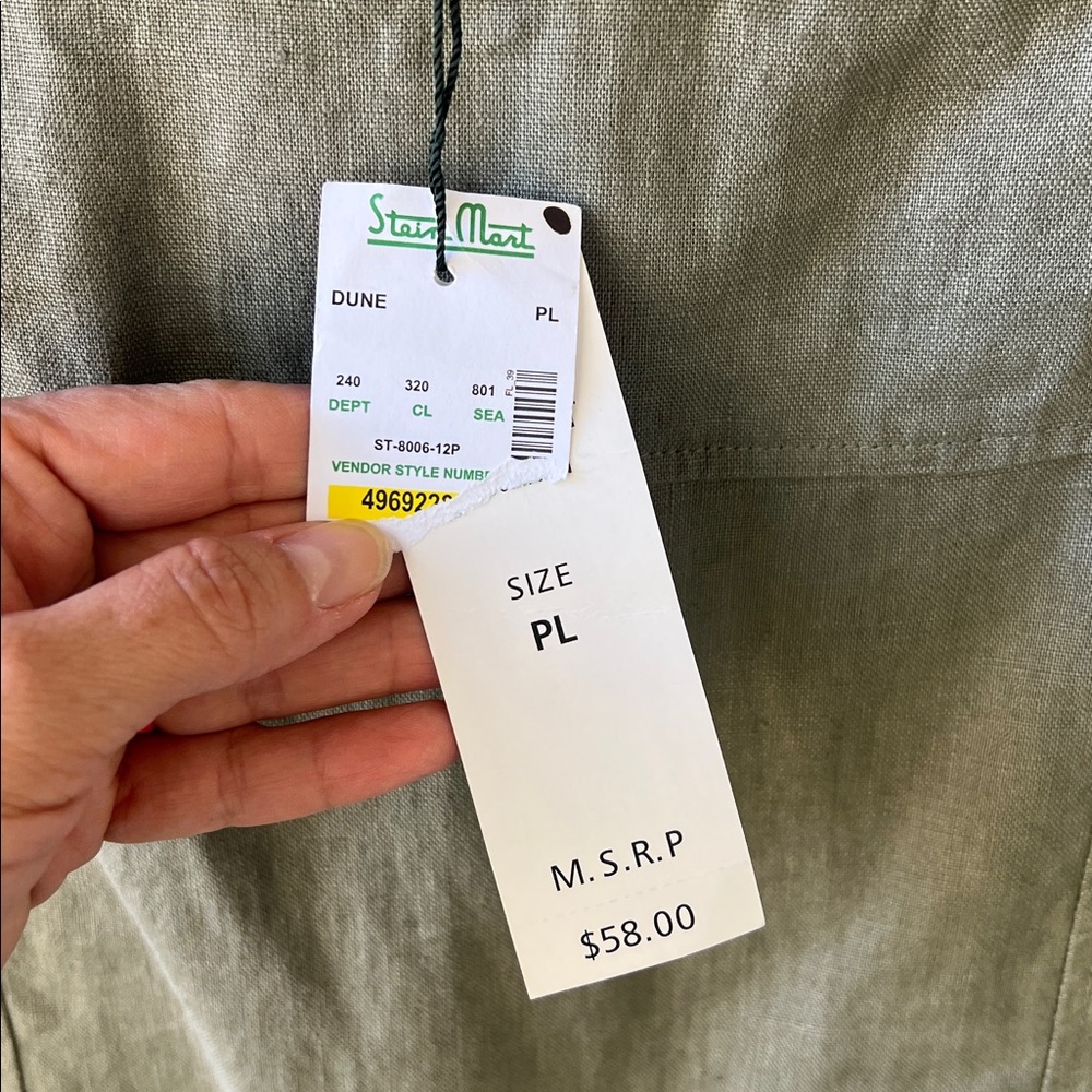 For Cynthia PL New w Tag 100% Linen Mid Skirt A Line Olive Green - Picture 4 of 10